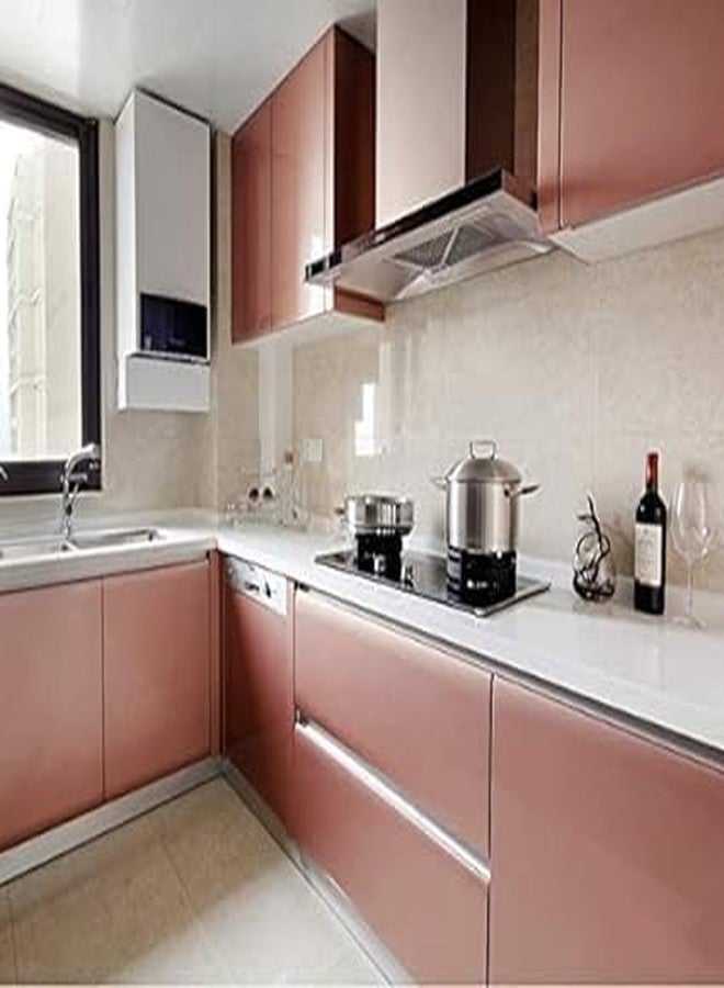 صن بيرد ملصقات جدارية من صن بيرد، ورق لاصق ذهبي وردي، ذاتي اللصق، مظهر معدني، ورق جدران، فيلم ورق جدران، ديكور منزلي، بطانة أثاث وأرفف (كروم ذهبي وردي، 12 × 100 بوصة) - Image 2